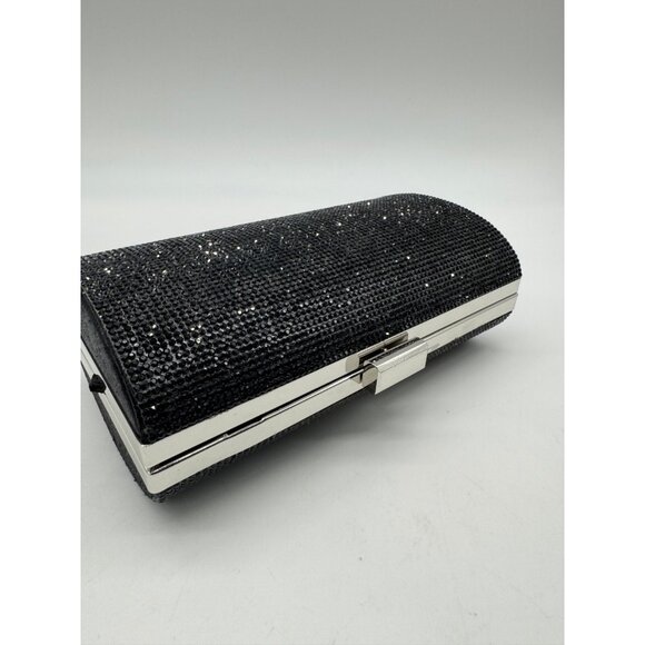 INC Ranndi embellished crystal women's clutch minaudiere evening bag - BLACK - Picture 6 of 9